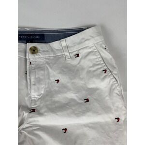 Tommy Hilfiger Women's White Embroidered Logo Chino Pants Size 2